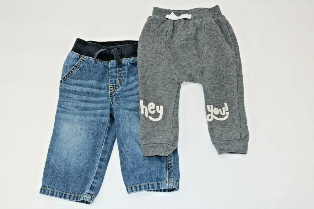 Gymboree Baby Boys Pants Bundle Joggers Jeans Hey You Drawstring Sz 6-12 Months